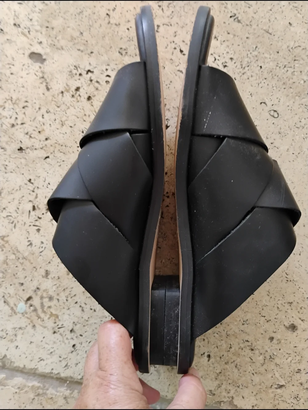 Clarks Women's Black Cross-Strap Slide Sandals